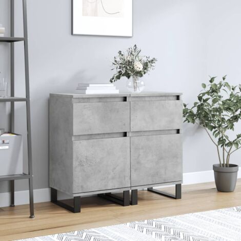Buffets 2 pcs-Lot de 2 Meuble de rangement gris béton 40x35x70 cm bois d'ingénierie 645359 (1/5)