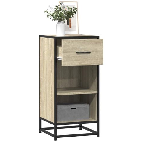Buffet-Meuble de rangement chêne sonoma 35,5x35x76 cm bois d'ingénierie et métal 679981 (1/5)