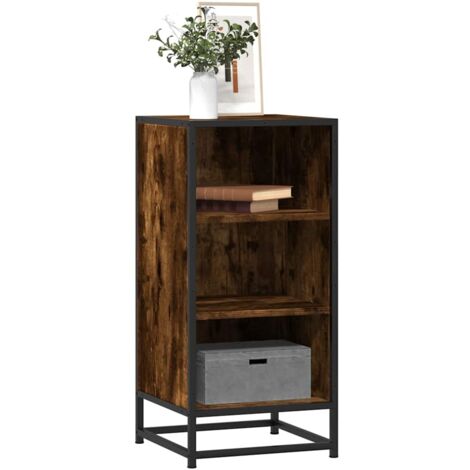 Buffet-Meuble de rangement chêne fumé 35,5x35x76 cm bois d'ingénierie et métal 105958 (1/5)