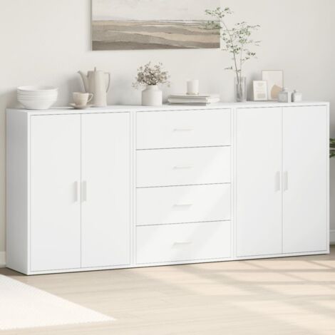 Buffets 3 pcs-Lot de 3 Meuble de rangement blanc 60x31x84 cm bois d'ingénierie 475009 (1/5)
