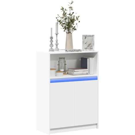Buffet avec LED-Meuble de rangement blanc 72x34x100 cm bois d'ingénierie 166648 (1/5)