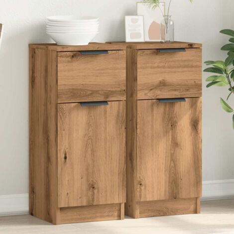 Buffets 2 pcs-Lot de 2 Meuble de rangement chêne artisanal 30x30x70 cm bois d'ingénierie 553628 (1/5)