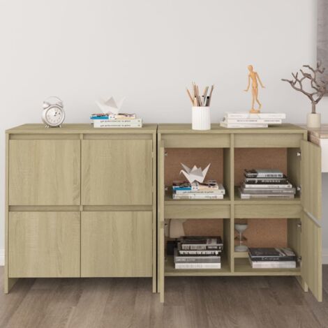 Buffets 2 pcs-Lot de 2 Meuble de rangement Chêne Sonoma 70x41x75 cm Bois d'ingénierie 612274 (1/5)