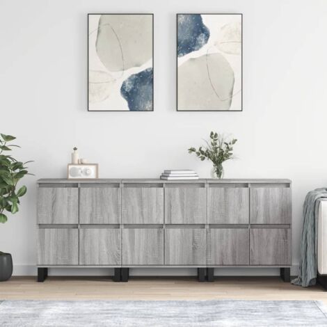 Buffets 3 pcs-Lot de 3 Meuble de rangement Sonoma gris Bois d'ingénierie 344730 (1/5)