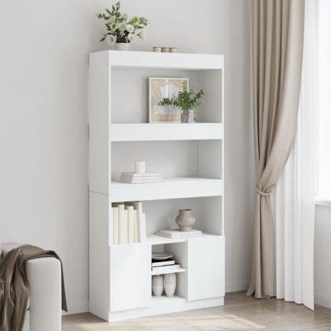 Buffet haut-Armoire de rangement blanc 92x33x180 cm bois d'ingénierie 487000 (1/5)