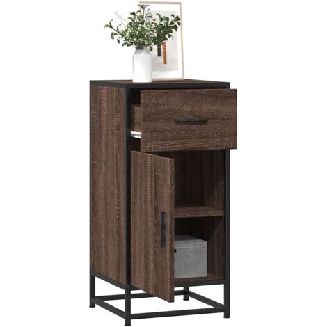 Buffet-Meuble de rangement chêne marron 35,5x35x76 cm bois d'ingénierie et métal 891562 (1/5)