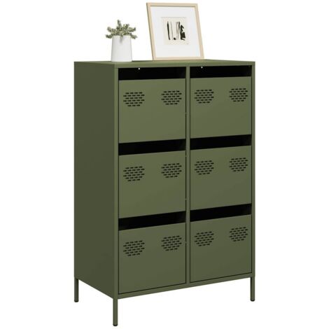 Buffet haut-Armoire de rangement vert olive 68x39x101,5 cm acier 823046 (1/5)