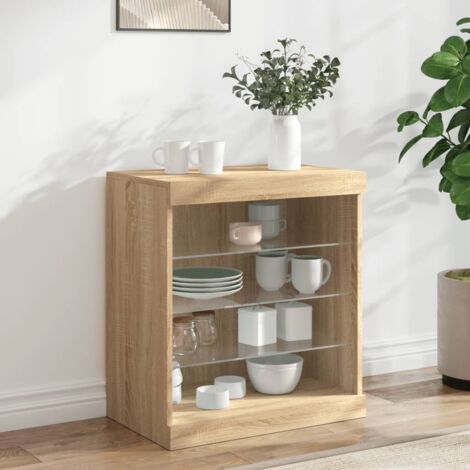 Buffet avec lumières LED-Meuble de rangement à LED chêne sonoma 60,5x37x67 cm 792055 (1/5)