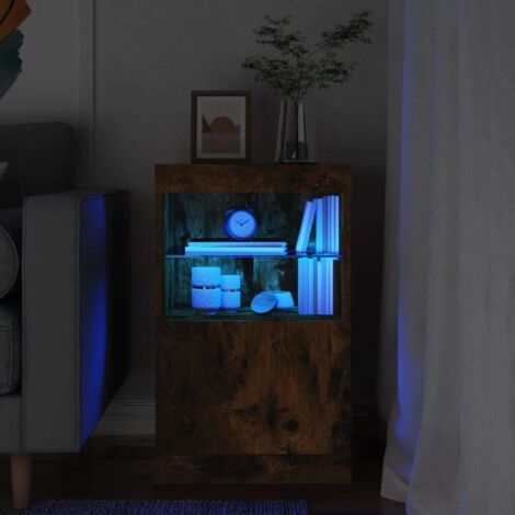Buffet avec lumières LED-Meuble de rangement à LED chêne fumé 41x37x67 cm 405477 (1/5)