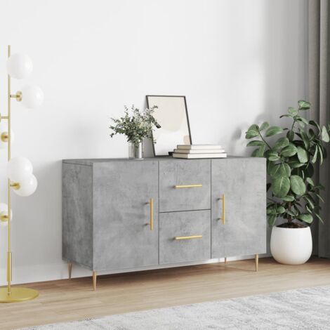 Buffet-Meuble de rangement gris béton 100x36x60 cm bois d'ingénierie 109795 (1/5)