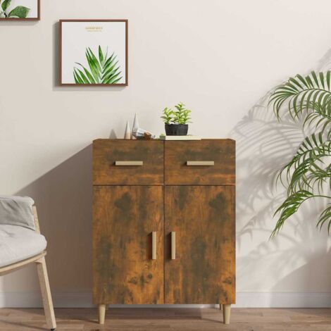 Buffet-Meuble de rangement Chêne fumé 69,5x34x89 cm Bois d'ingénierie 113178 (1/5)