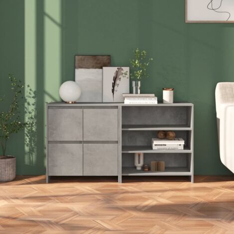 Buffets 2 pcs-Lot de 2 Meuble de rangement Gris béton Bois d'ingénierie 561800 (1/5)