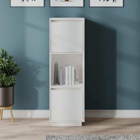 Buffet haut-Armoire de rangement Blanc 38x35x117 cm Bois massif de pin 902184 (1/5)