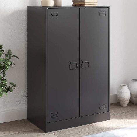 Buffet-Meuble de rangement noir 67x39x107 cm acier 917163 (1/5)