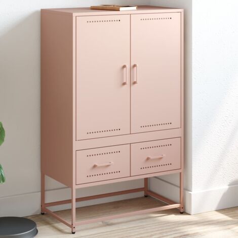 Buffet haut-Armoire de rangement rose 68x39x111,5 cm acier 962498 (1/5)