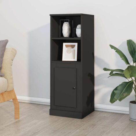 Buffet haut-Armoire de rangement noir 36x35,5x103,5 cm bois d'ingénierie 350602 (1/5)