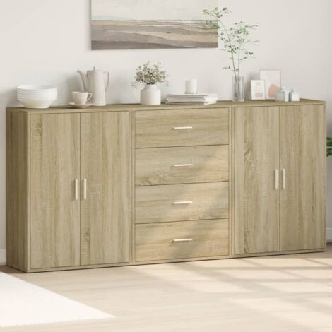 Buffets 3 pcs-Lot de 3 Meuble de rangement chêne sonoma 60x31x84 cm bois d'ingénierie 226879 (1/5)