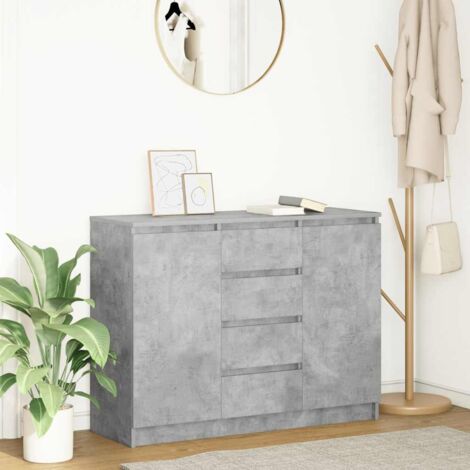 Buffet avec tiroirs-Meuble de rangement gris béton 100,5x35x76 cm bois d'ingénierie 287465 (1/5)