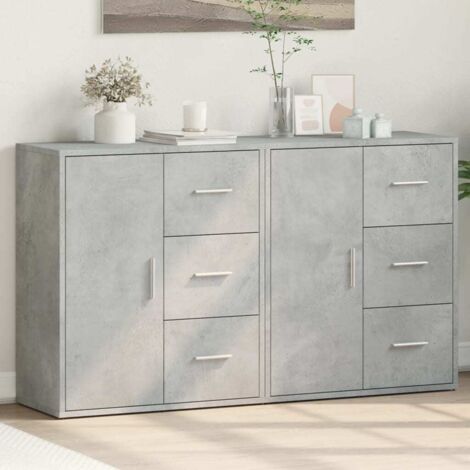 Buffets 2 pcs-Lot de 2 Meuble de rangement gris béton 60x31x70 cm bois d'ingénierie 604738 (1/5)