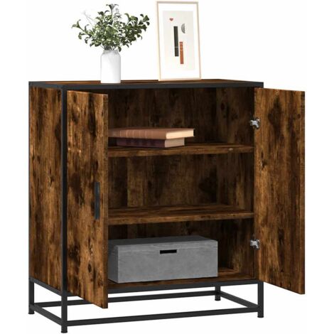 Buffet-Meuble de rangement chêne fumé 68x35x76 cm bois d'ingénierie et métal 774057 (1/5)
