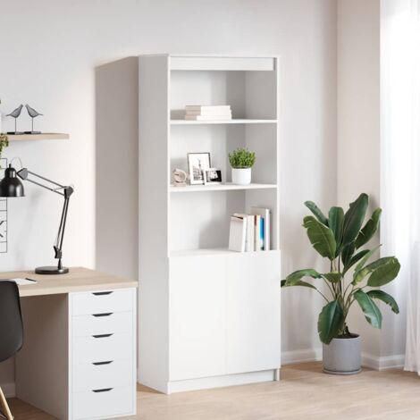 Buffet haut-Armoire de rangement blanc 70x35x180 cm bois d'ingénierie 533006 (1/5)