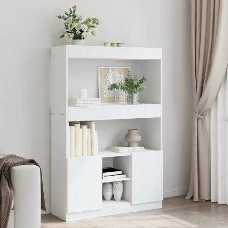 Buffet haut-Armoire de rangement blanc 92x33x140 cm bois d'ingénierie 737141 (1/5)