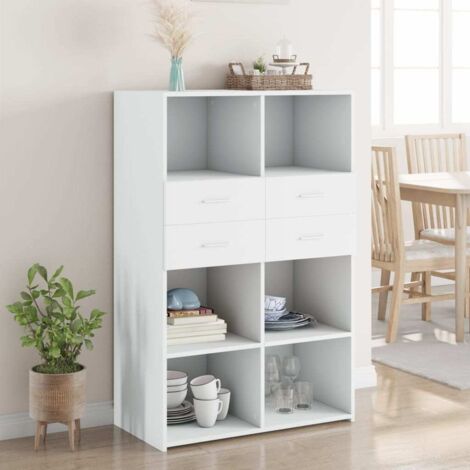 Buffet haut-Armoire de rangement blanc 80x42,5x124 cm bois d'ingénierie 552738 (1/5)