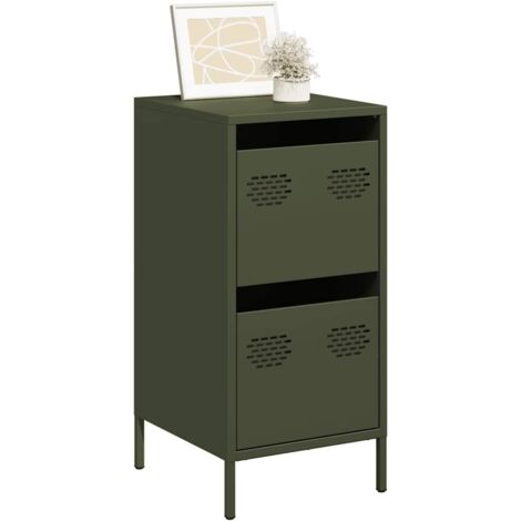 Buffet-Meuble de rangement vert olive 35x39x73,5 cm acier laminé à froid 359242 (1/5)