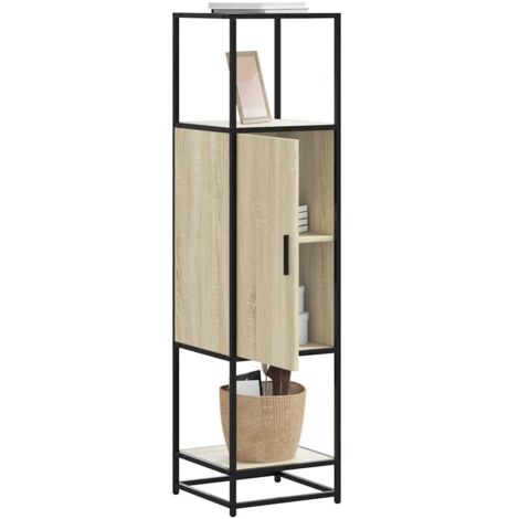 Buffet haut-Armoire de rangement chêne sonoma 35,5x35x139 cm bois d'ingénierie métal 676880 (1/5)