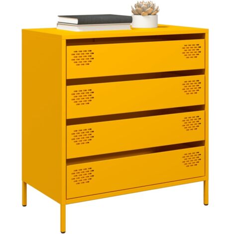Buffet-Meuble de rangement jaune moutarde 68x39x73,5 cm acier laminé à froid 665468 (1/5)