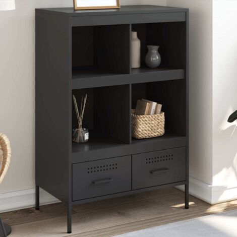 Buffet haut-Armoire de rangement noir 68x39x101,5 cm acier 211767 (1/5)