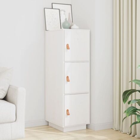 Buffet haut-Armoire de rangement Blanc 34x40x108,5 cm Bois massif de pin 486932 (1/5)