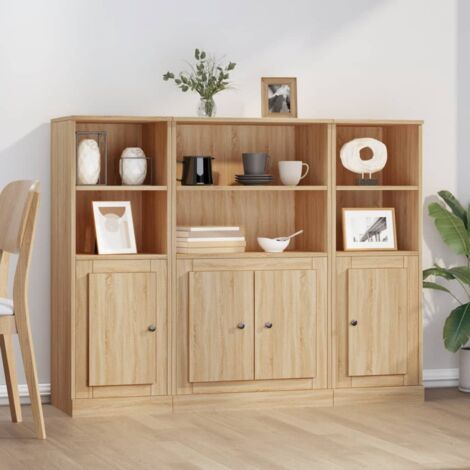 Buffets 3 pcs-Lot de 3 Meuble de rangement chêne sonoma bois d'ingénierie 758867 (1/5)