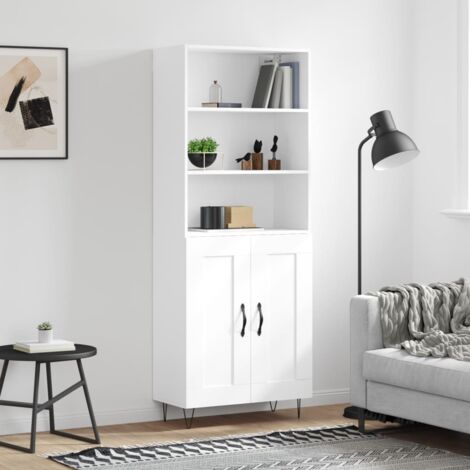 Buffet haut-Armoire de rangement Blanc 69,5x34x180 cm Bois d'ingénierie 519448 (1/5)