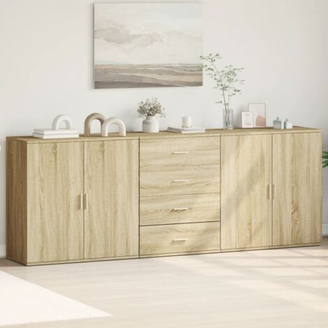 Buffets 3 pcs-Lot de 3 Meuble de rangement Chêne sonoma Bois d'ingénierie 610994 (1/5)