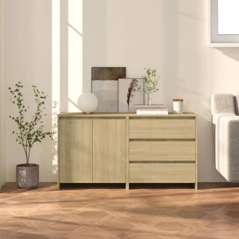 Buffets 2 pcs-Lot de 2 Meuble de rangement Chêne sonoma Bois d'ingénierie 436764 (1/5)