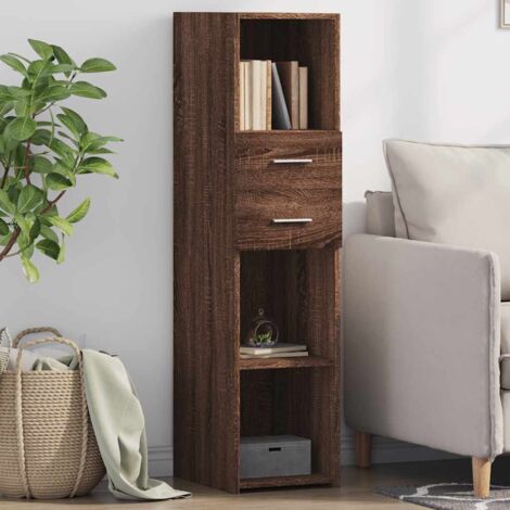 Buffet haut-Armoire de rangement chêne marron 30x42,5x124 cm bois d'ingénierie 828284 (1/5)