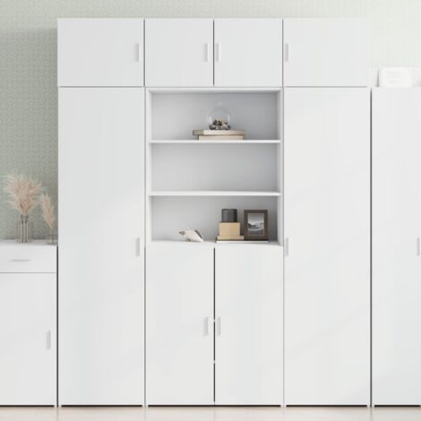 Buffet haut-Armoire de rangement blanc 80x42,5x185 cm bois d'ingénierie 649942 (1/5)