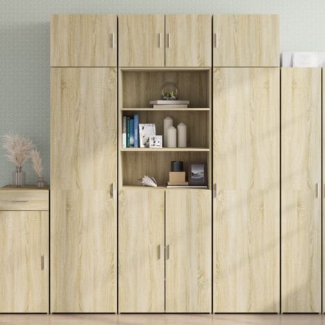 Buffet haut-Armoire de rangement chêne sonoma 70x42,5x185 cm bois d'ingénierie 893214 (1/5)