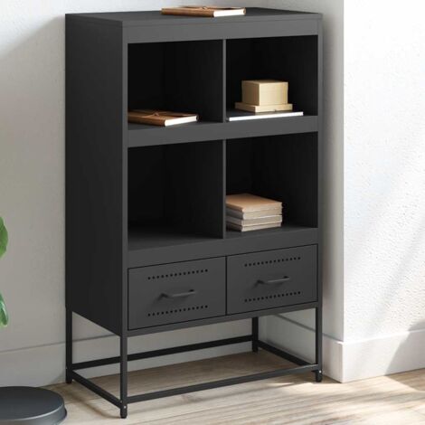 Buffet haut-Armoire de rangement noir 68x39x111,5 cm acier 278695 (1/5)