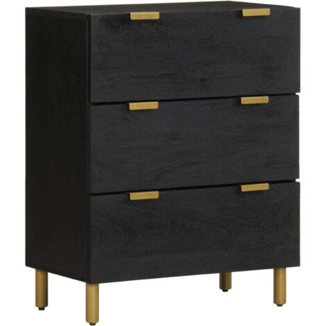 Buffet-Meuble de rangement noir 60x33x75 cm bois d'ingénierie 836450 (1/5)