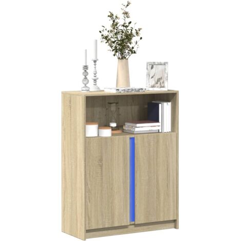 Buffet avec LED-Meuble de rangement chêne sonoma 77x34x100 cm bois d'ingénierie 278045 (1/5)