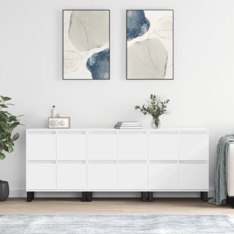 Buffets 3 pcs-Lot de 3 Meuble de rangement Blanc Bois d'ingénierie 799632 (1/5)