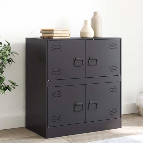 Buffet-Meuble de rangement noir 67x39x73 cm acier 491993 (1/5)
