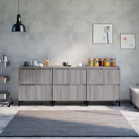 Buffets 3 pcs-Lot de 3 Meuble de rangement sonoma gris 60x35x70 cm bois d'ingénierie 992970 (1/5)