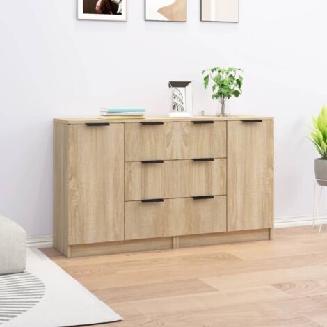 Buffets 2 pcs-Lot de 2 Meuble de rangement Chêne sonoma 60x30x70 cm Bois d'ingénierie 975545 (1/5)