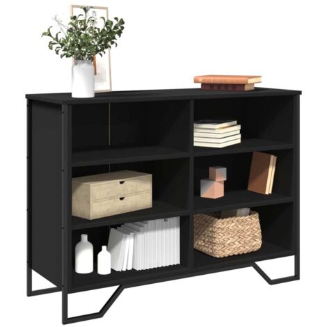Buffet-Meuble de rangement noir 101x35,5x74,5 cm bois d'ingénierie 969099 (1/5)