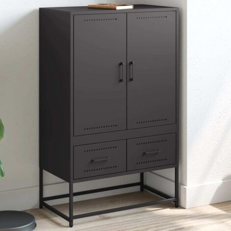 Buffet haut-Armoire de rangement noir 68x39x111,5 cm acier 282712 (1/5)