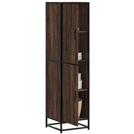 Buffet haut-Armoire de rangement chêne marron 35,5x35x139 cm bois d'ingénierie métal 336004 (1/5)