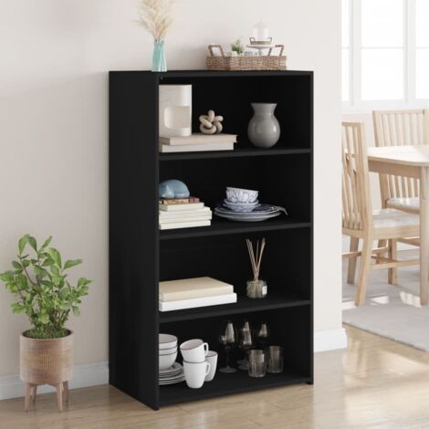 Buffet haut-Armoire de rangement noir 70x41x124 cm bois d'ingénierie 509779 (1/5)